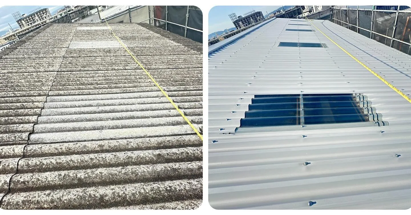 スレート屋根改修　カバー工法